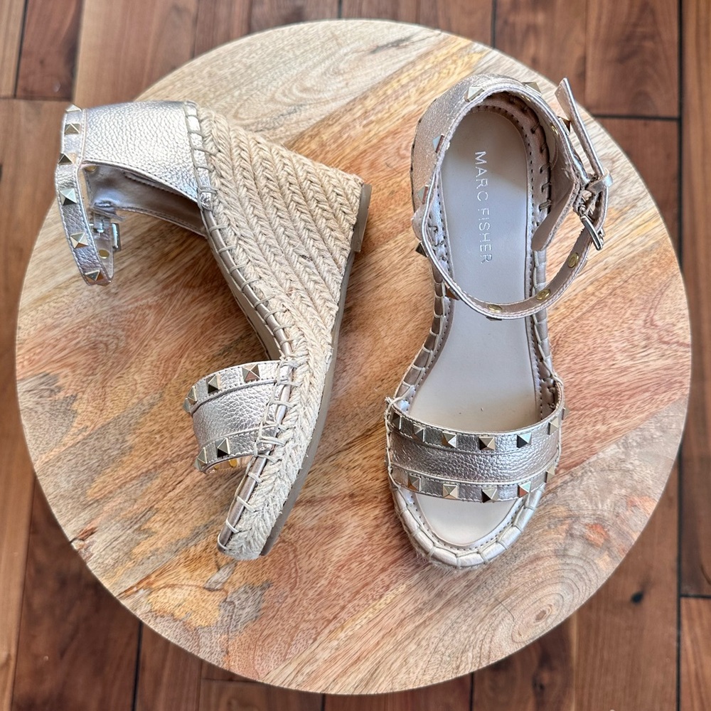 Marc Fisher Silver Espadrille Sandals